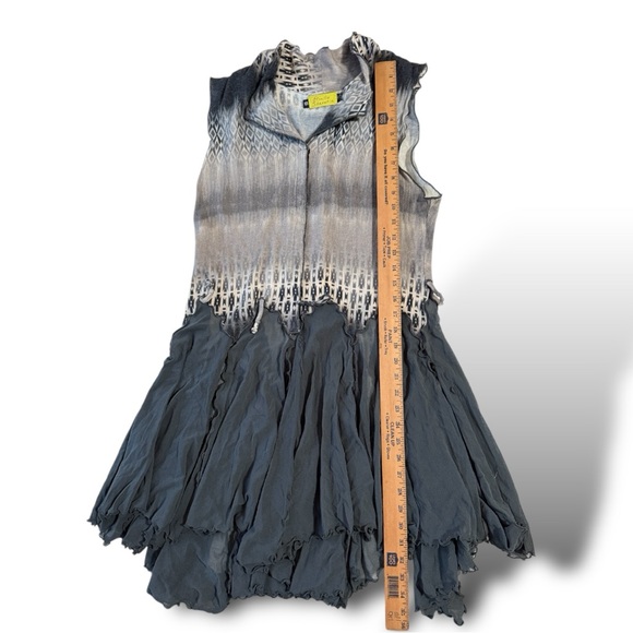 Giselle Shepatin Hand Dyed Art to Wear Ruffle Snap Front Tunic Top Dress Small - Picture 4 of 5